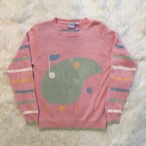 Vintage 90's Golf Sweater Pastel Novelty Striped Preppy Tennis Prep Pullover